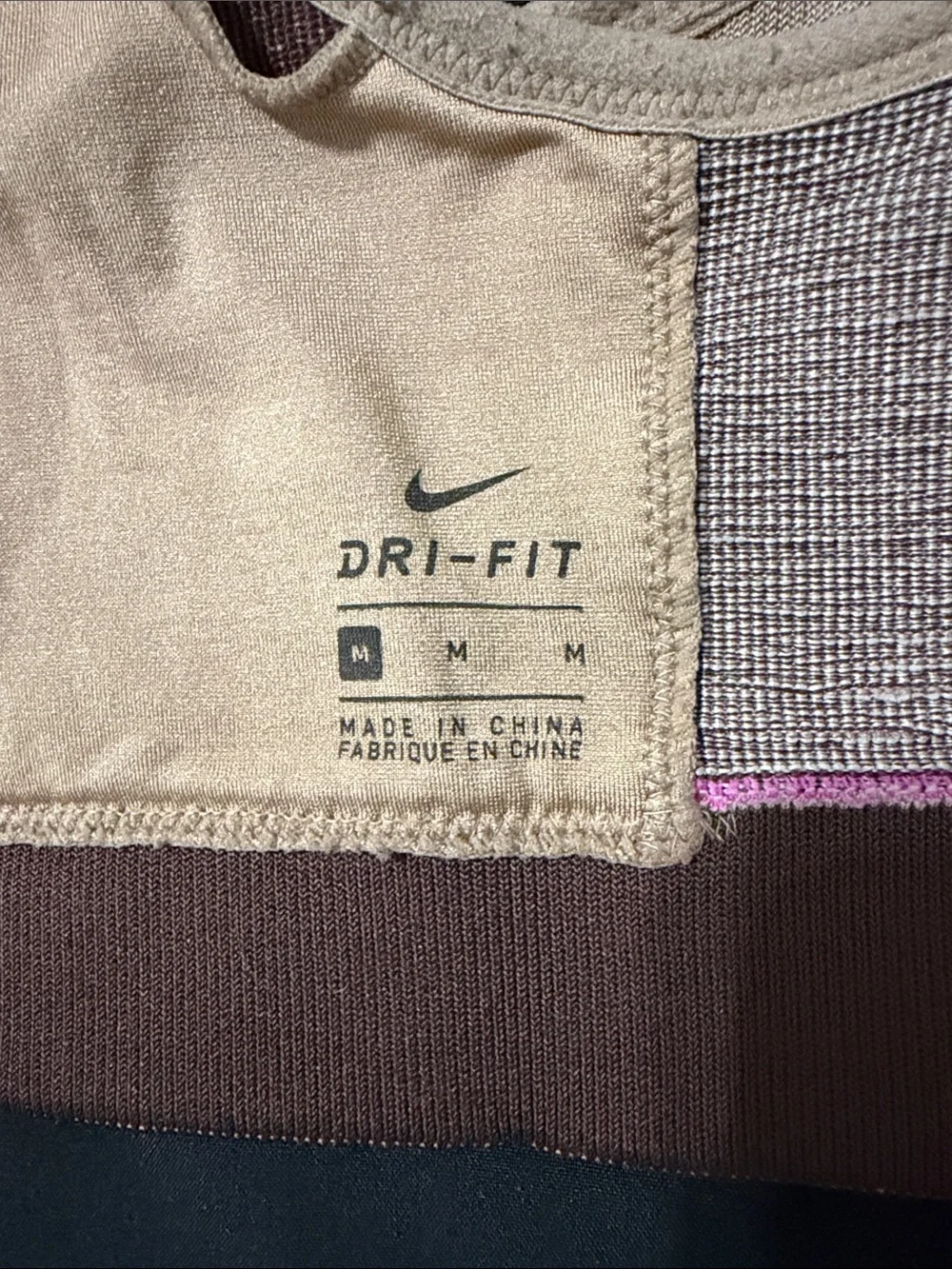 Nike Beige, Pink & Cream Geometric Seamless Sports Bra